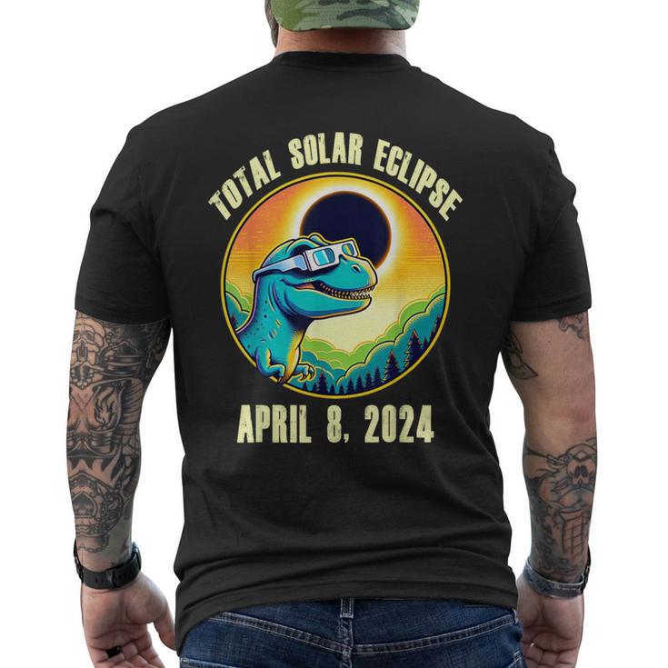 Total Solar Eclipse April 8 2024 Totality Eclipse Dinosaur Men's T-shirt Back Print