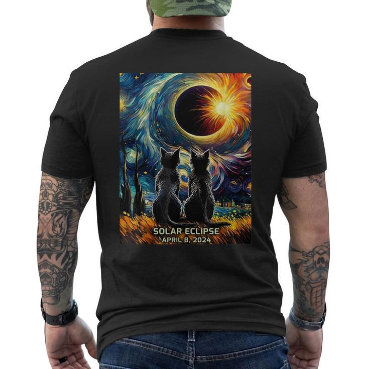 Total Solar Eclipse April 8 2024 Van Gogh Cat Lovers Men's T-shirt Back Print