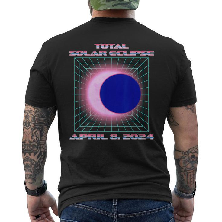 Total Solar Eclipse April 8 2024 Vaporwave Retro Totality Men's T-shirt Back Print