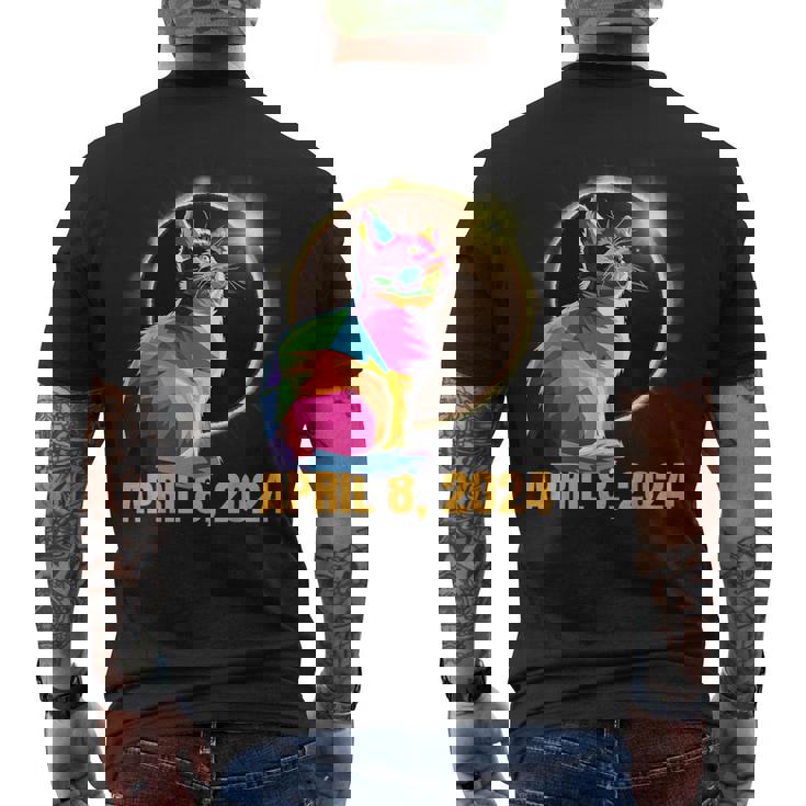 Total Solar Eclipse Cat Glasses April 8 2024 Novelty Men's T-shirt Back Print