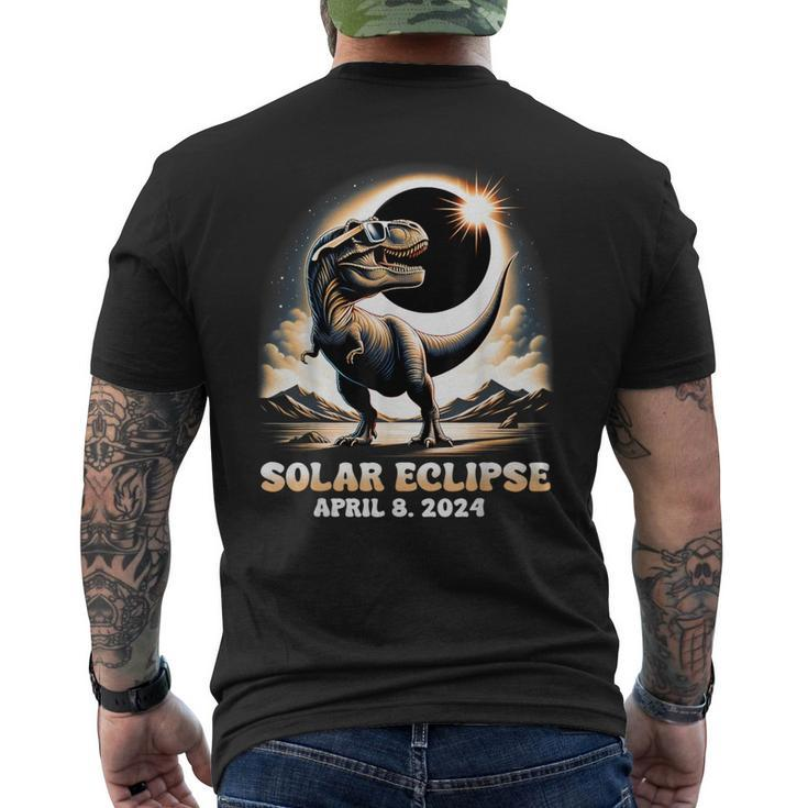 Total Solar Eclipse Dinosaur Dino T-Rex April 8 2024 Kid Boy Men's T-shirt Back Print