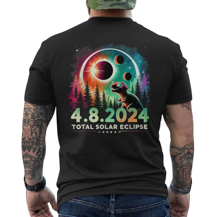 Total Solar Eclipse Dinosaur Wearing Glasses Men's T-shirt Back Print