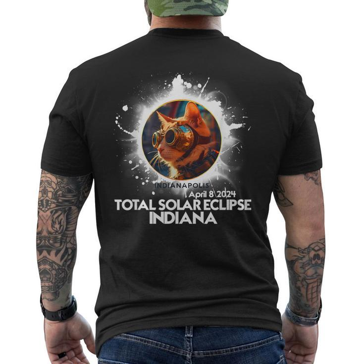Total Solar Eclipse Indianapolis Indiana 2024 Astronomy Cat Men's T-shirt Back Print