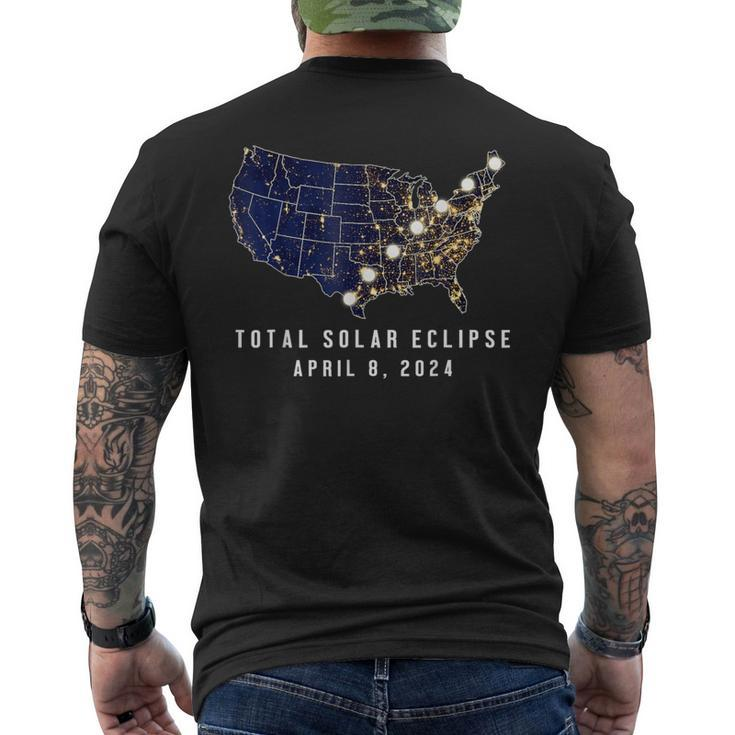 Total Solar Eclipse Map Of The Usa 4082024 Men's T-shirt Back Print