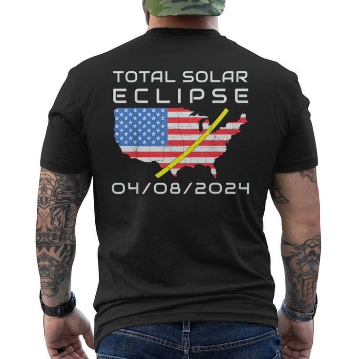Total Solar Eclipse Path Totality America Map 8 April 2024 Men's T-shirt Back Print