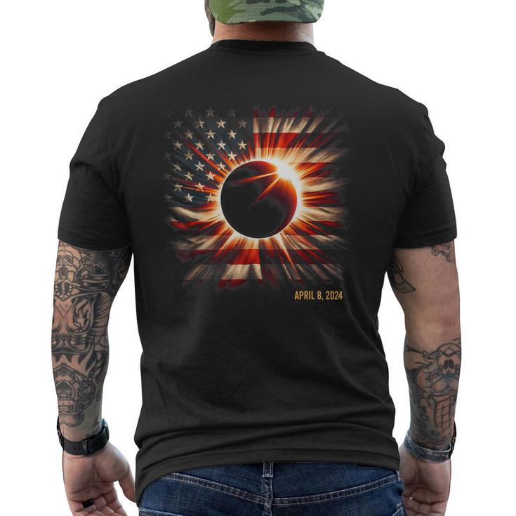 Totality 2024 American Flag Total Solar Eclipse Men's T-shirt Back Print