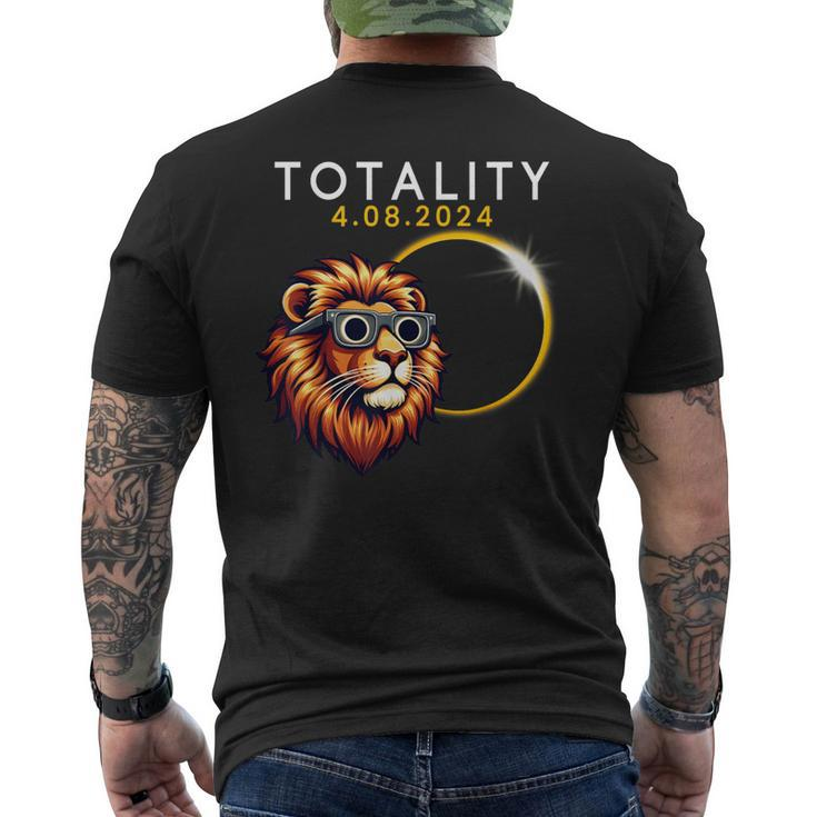 Totality 2024 Total Solar Eclipse Lion 4 8 2024 America Fun Men's T-shirt Back Print