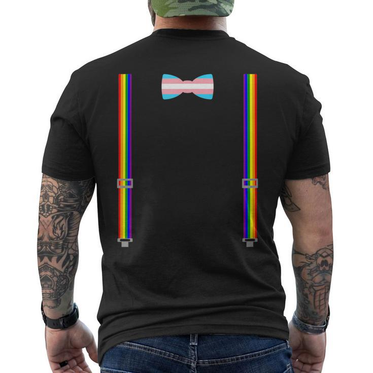 Trans Pride Transgender Equality Lgbt Flag Bow Tie Suspender Men's T-shirt Back Print