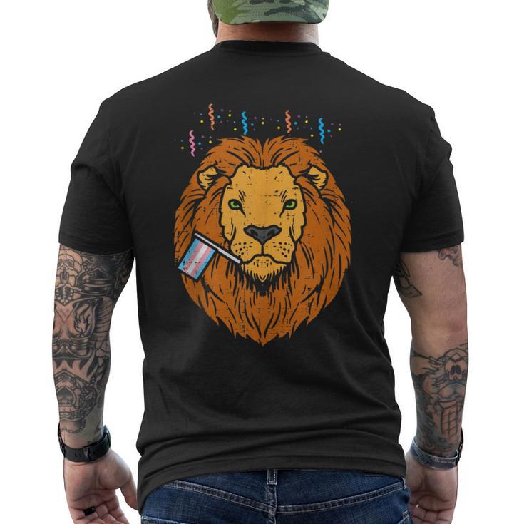 Transgender Flag Lion Lgbt Trans Pride Stuff Animal Men's T-shirt Back Print