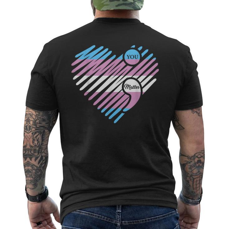 Transgender Heart Pride Flag Lgbtq Inspirational Lgbt Men's T-shirt Back Print