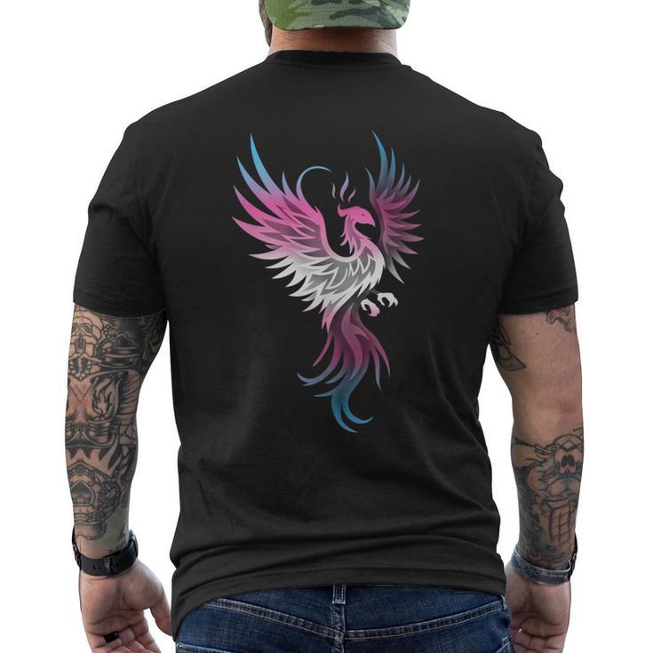 Transgender Phoenix Bird Trans Pride Flag Rising From Ashes Men's T-shirt Back Print