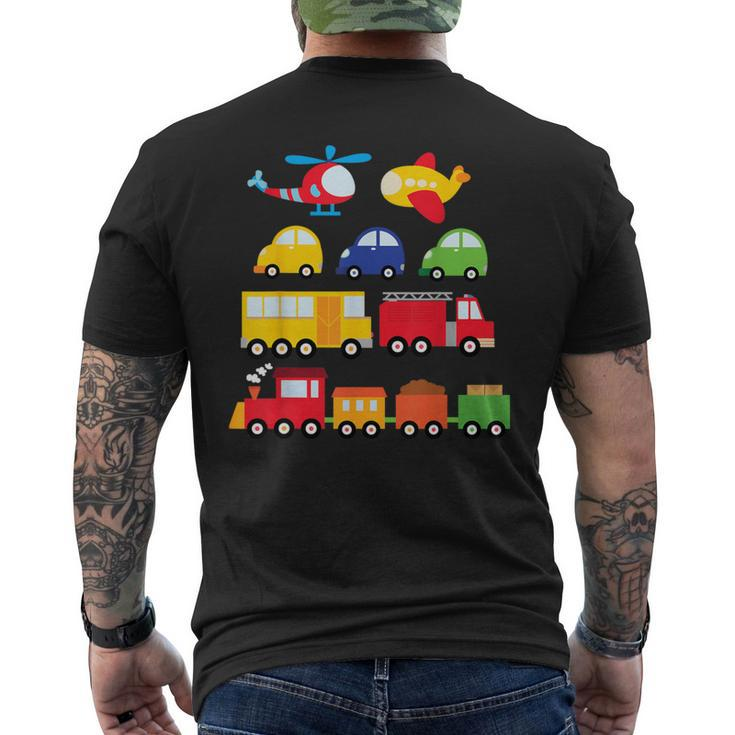 Transportation Trucks Cars Trains Planes Helicopters Toddler Men's T-shirt Back Print