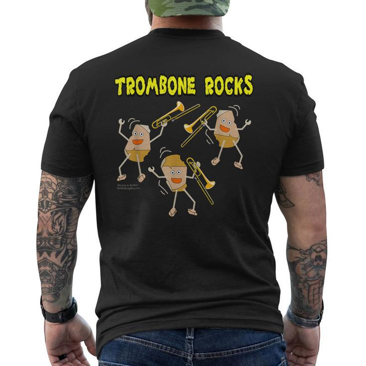 Trombone Rocks Musical Instrument Men's T-shirt Back Print