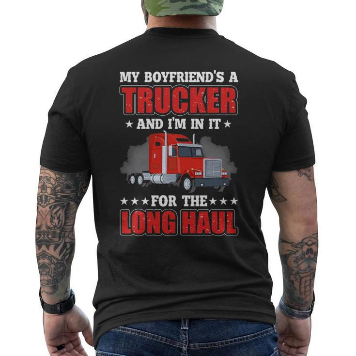 Truck Driver My Boyfriend's A Trucker And I'm In It For The Long Haul Men's T-shirt Back Print