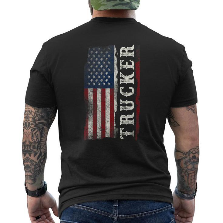 Trucker Truck Driver American Usa Flag Vintage Trucker Men's T-shirt Back Print
