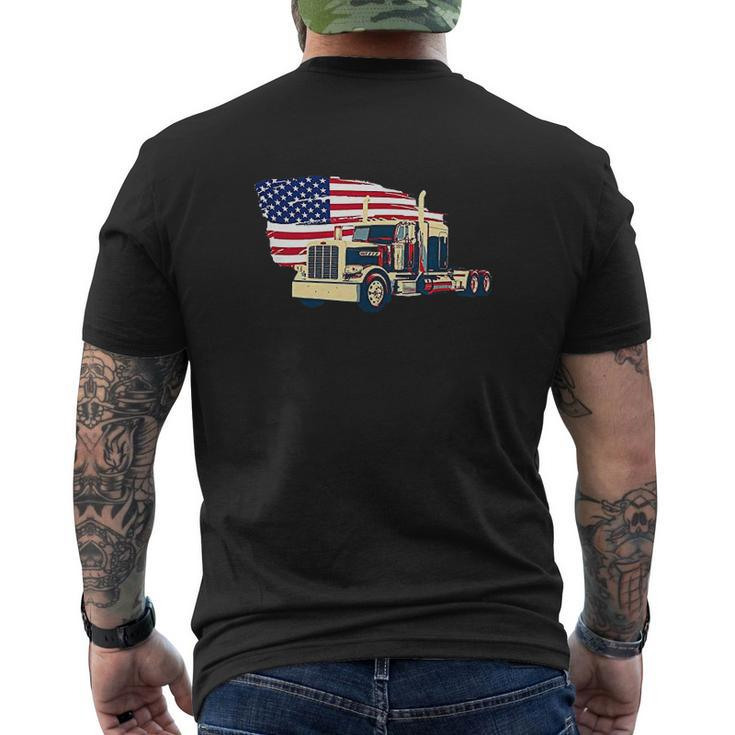 Trucks Truck Driver Semi Truck Driver American Trucker Mens Back Print T-shirt