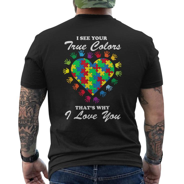 True Colors Heart Puzzle Cool Autism Awareness Men's T-shirt Back Print