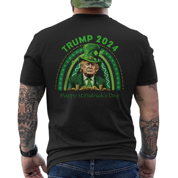 Trump 2024 Happy St Patrick Day Green Rainbow Men's T-shirt Back Print