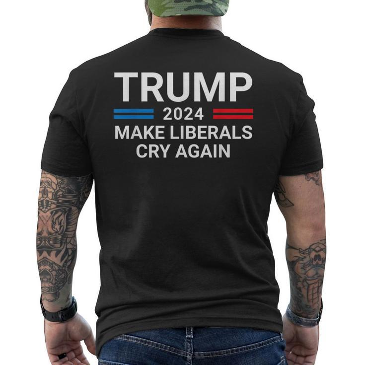 Trump 2024 Make Liberals Cry Again American Flag Men's T-shirt Back Print
