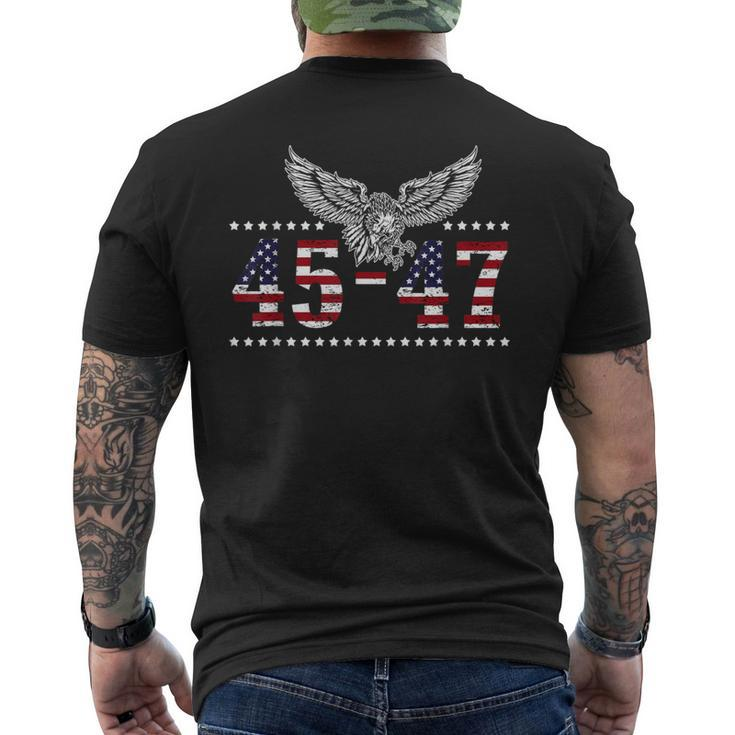 Trump 2024 President 45 And 47 American Flag Trump 2024 Men's T-shirt Back Print
