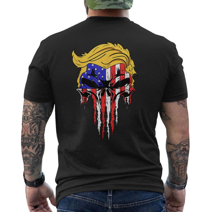 Trump Skull Usa Flag Hair  President Men's T-shirt Back Print