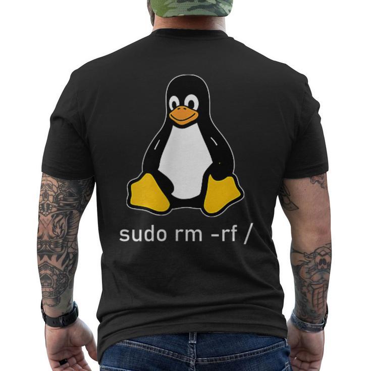 Tux Linux Penguin Sudo Rm -Rf Computer Science T-Shirt mit Rückendruck