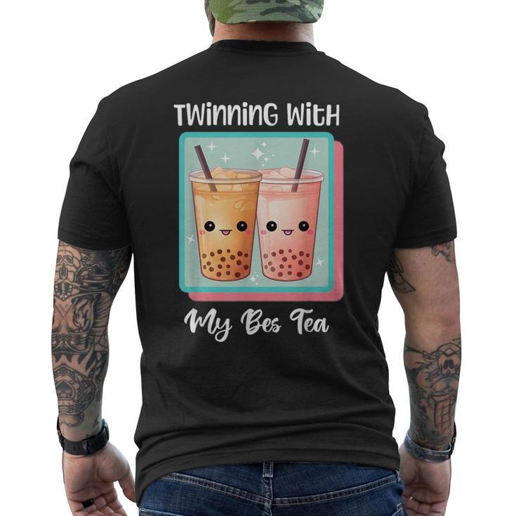 Twinning With My Bestie Spirit Week Twin Day Bes Tea Boba Men's T-shirt Back Print