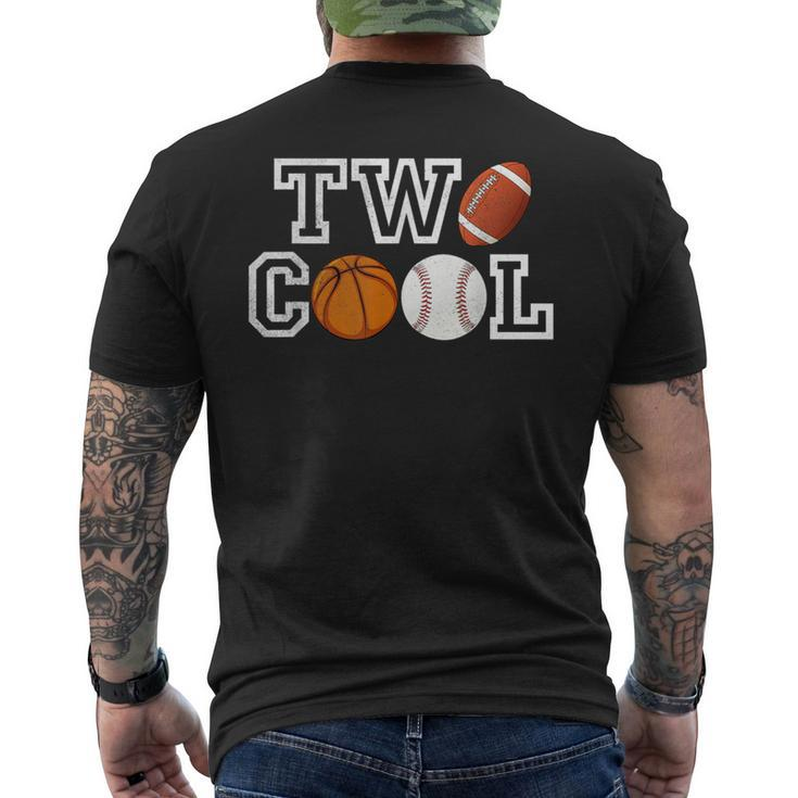 Two Cool For Toddler Birthday Boy Football Basketball Men's T-shirt Back Print