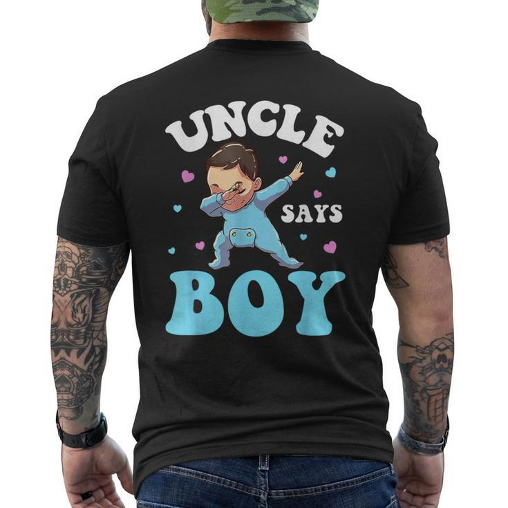Uncle Says Boy Gender Reveal Baby Dabbing Men's T-shirt Back Print