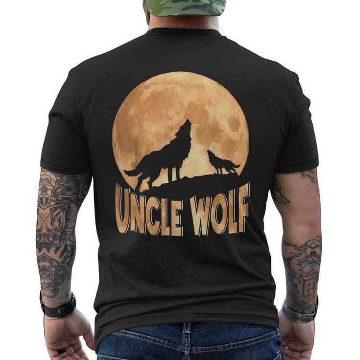 Uncle Wolf Happy Father's Day Matching Wolf Lover Men's T-shirt Back Print