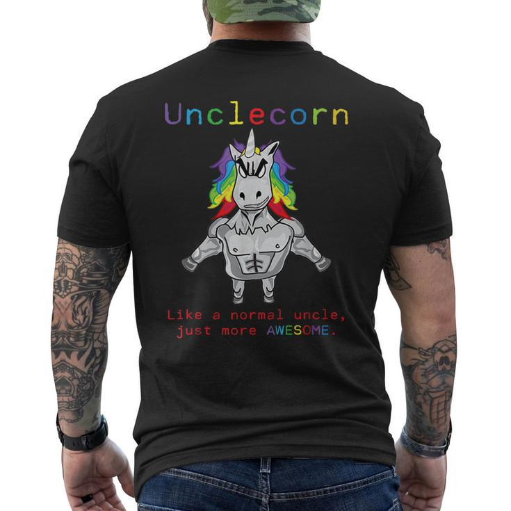 Unclecorn Unicorn With Muscle Normal Uncle Just Awesome Mens Back Print T-shirt