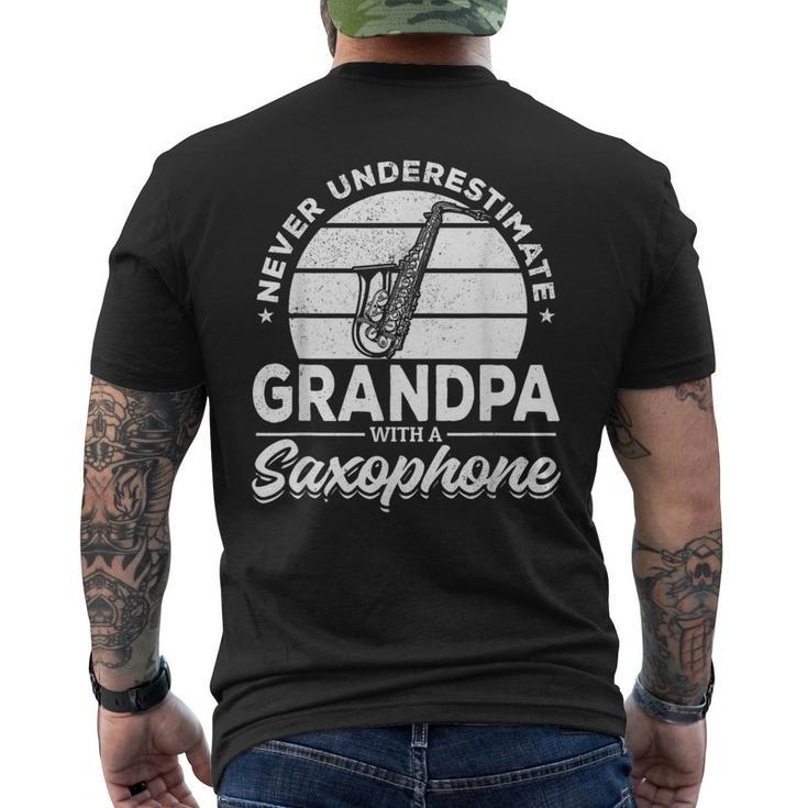 Never Underestimate Grandpa With A Saxophone Sax Player Men's T-shirt Back Print