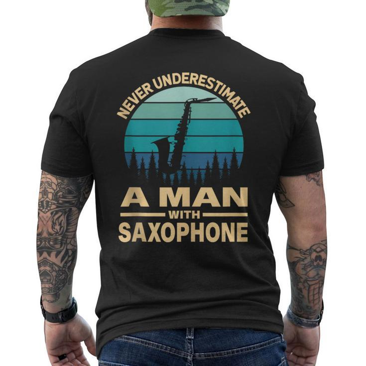 Never Underestimate A Man With Saxophone Musician Men's T-shirt Back Print
