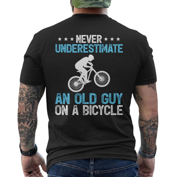 Never Underestimate An Old Guy On A Bicycle Cycling Biker Men's T-shirt Back Print