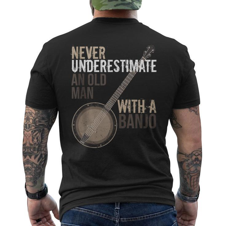 Never Underestimate An Old Man With A Banjo Music Instrument Men's T-shirt Back Print