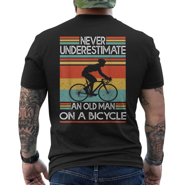 Never Underestimate An Old Man On A Bicycle Bike Men's T-shirt Back Print