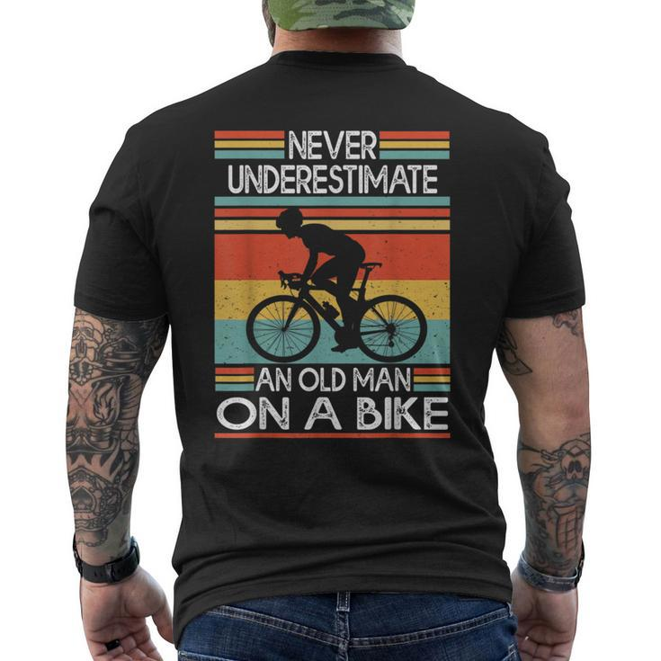 Never Underestimate An Old Man On A Bike Cycling Men's T-shirt Back Print