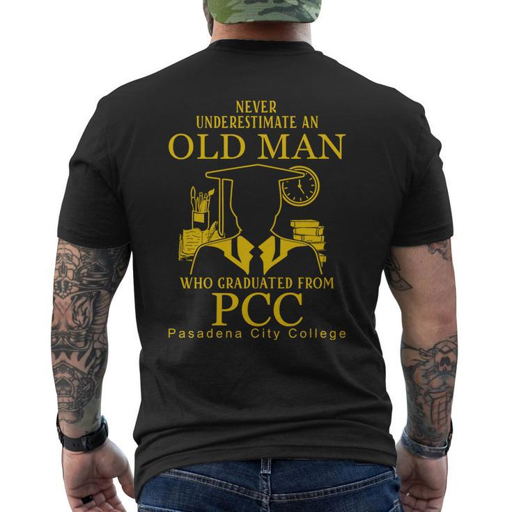 Never Underestimate An Old Man Who Graduated From Pasadena City College Mens Back Print T-shirt