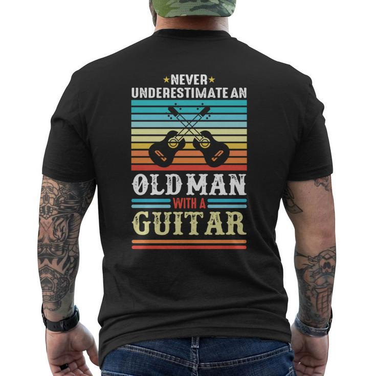 Never Underestimate An Old Man With A Guitar Acoustic Guitar Men's T-shirt Back Print