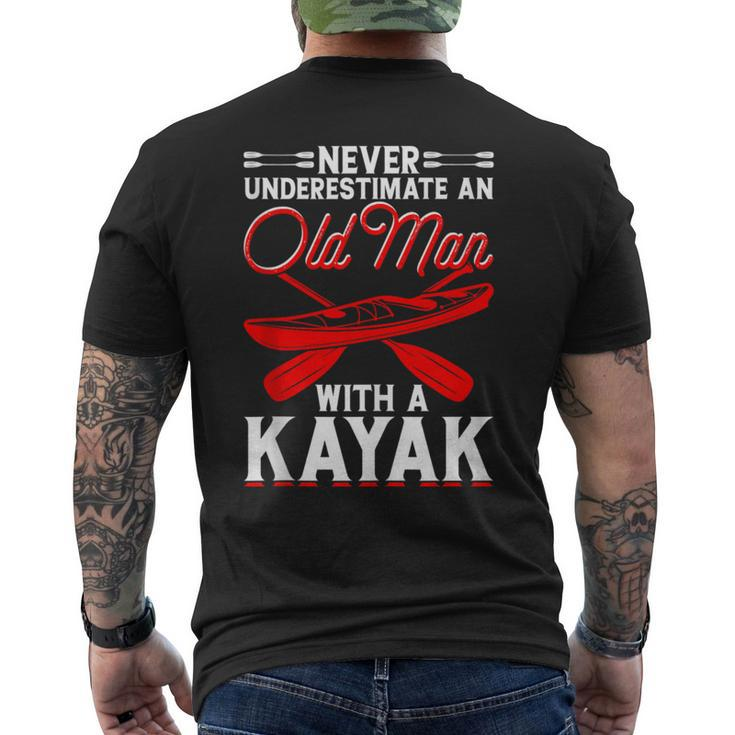 Never Underestimate An Old Man With A Kayak Kayaking Men's T-shirt Back Print