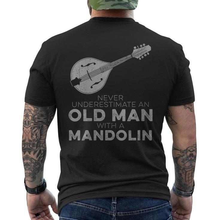 Never Underestimate An Old Man With A Mandolin Humor Men's T-shirt Back Print