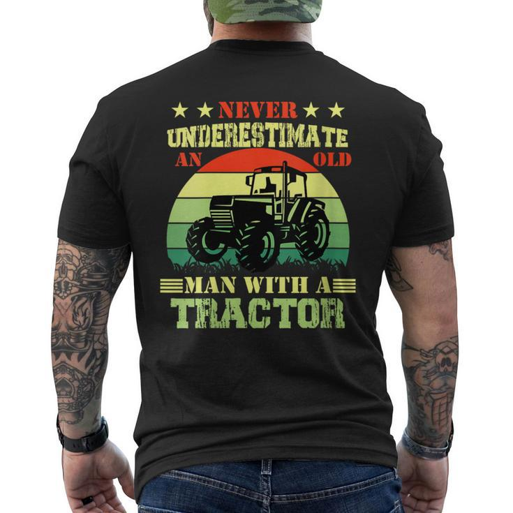 Never Underestimate An Old Man With A Tractor  Farmer Men's T-shirt Back Print