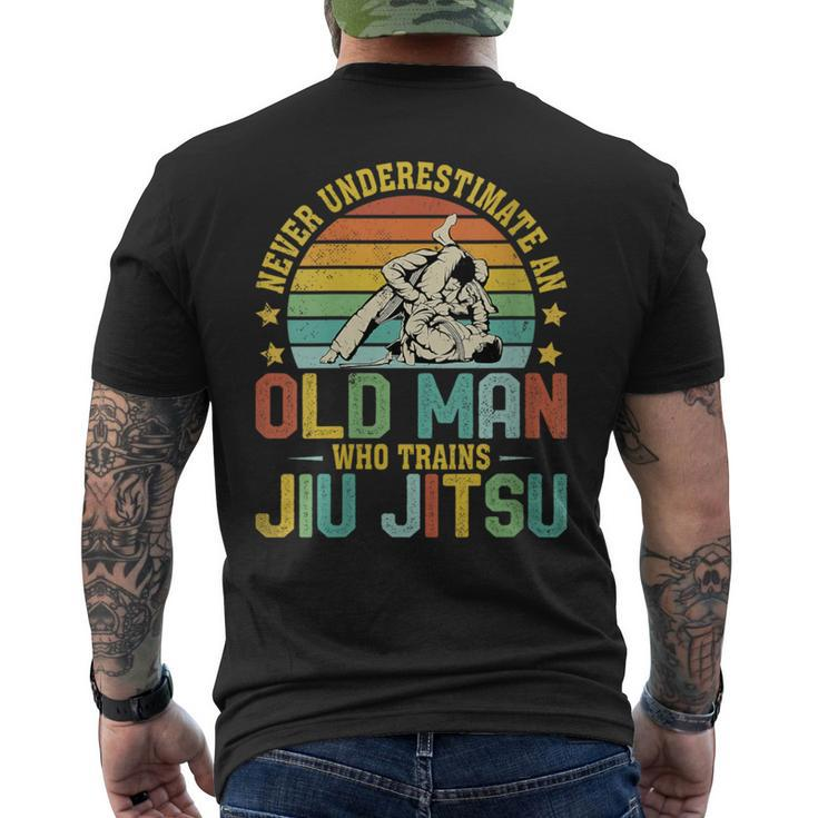 Never Underestimate An Old Man Who Trains Jiu Jitsu Mens Men's T-shirt Back Print