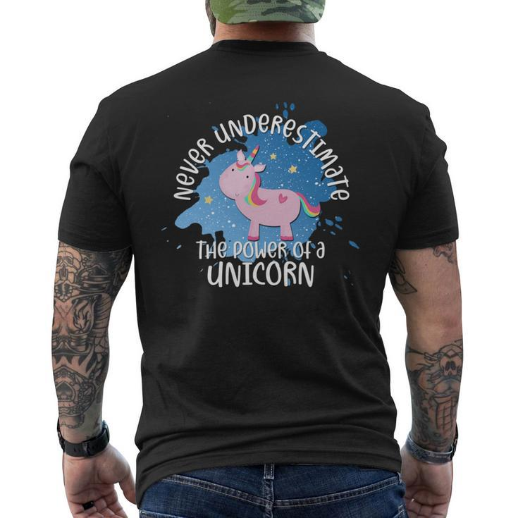 Never Underestimate The Power Of A Unicorn Quote Men's T-shirt Back Print