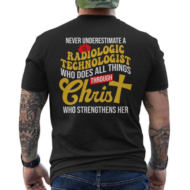 Never Underestimate A Rad Tech Who Does All Things Men's T-shirt Back Print