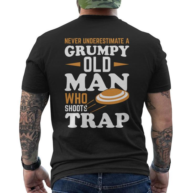 Never Underestimate Trap Shooting Old Man Men's T-shirt Back Print