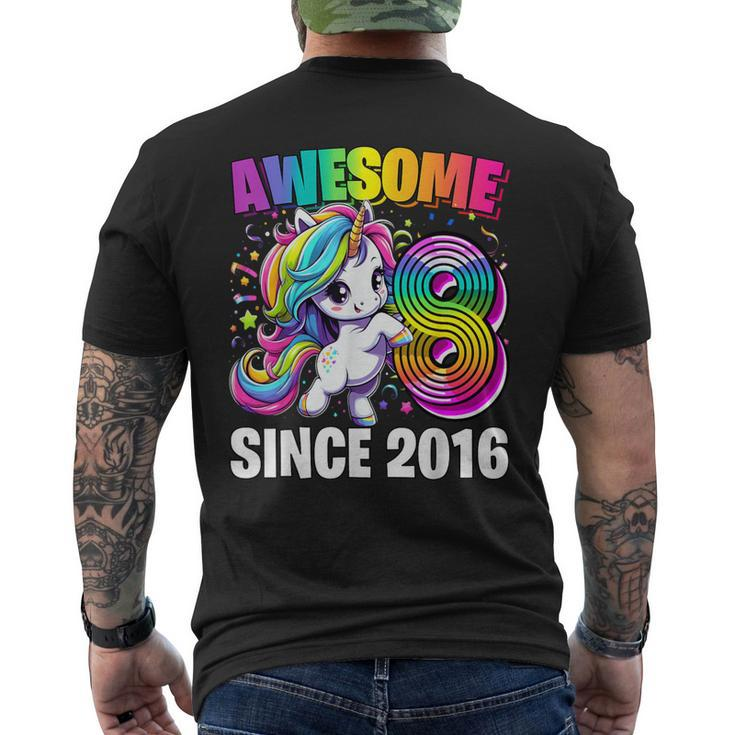 Unicorn 8Th Birthday 8 Year Old Unicorn Party Girls Outfit Men's T-shirt Back Print