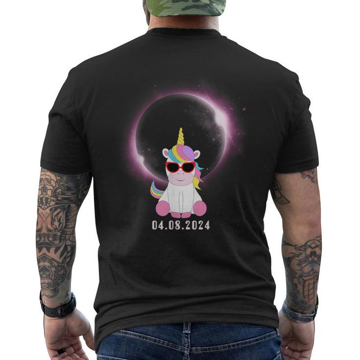 Unicorn Sunglasses Usa Total Sun Eclipse April 8 2024 Men's T-shirt Back Print