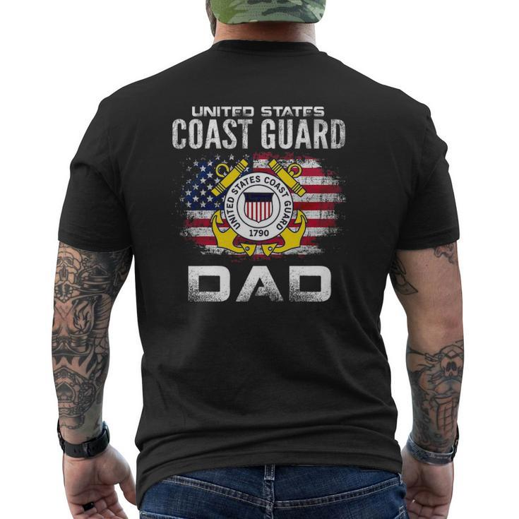 United States Coast Guard Dad With American Flag Mens Back Print T-shirt