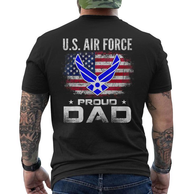 Us Air Force Proud Dad With American Flag Veteran Men's T-shirt Back Print